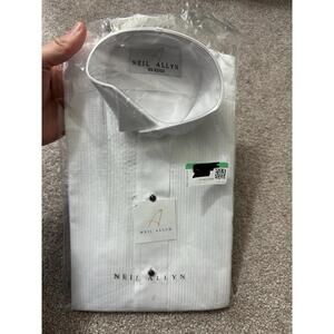 NWT Neil Allyn Tuxedo Shirt Mens XS 32/33 White Laydown Collar Pleated
